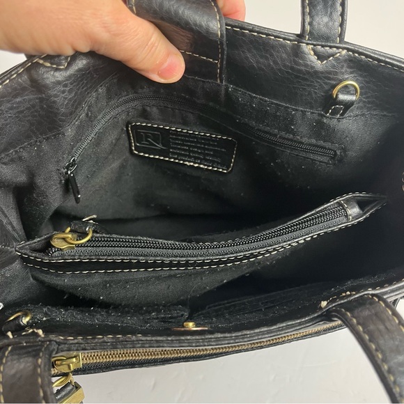 Relic Black Pebbled Leather Purse White Stitching RL 4381 Workwear Casual Bag - Picture 10 of 16